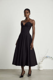 Vivianne Noir Corset Midi Dress