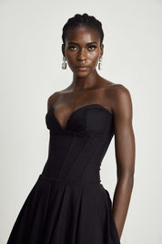 Vivianne Noir Corset Midi Dress
