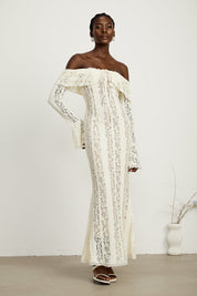 Emeline White Floral Lace Maxi Dress