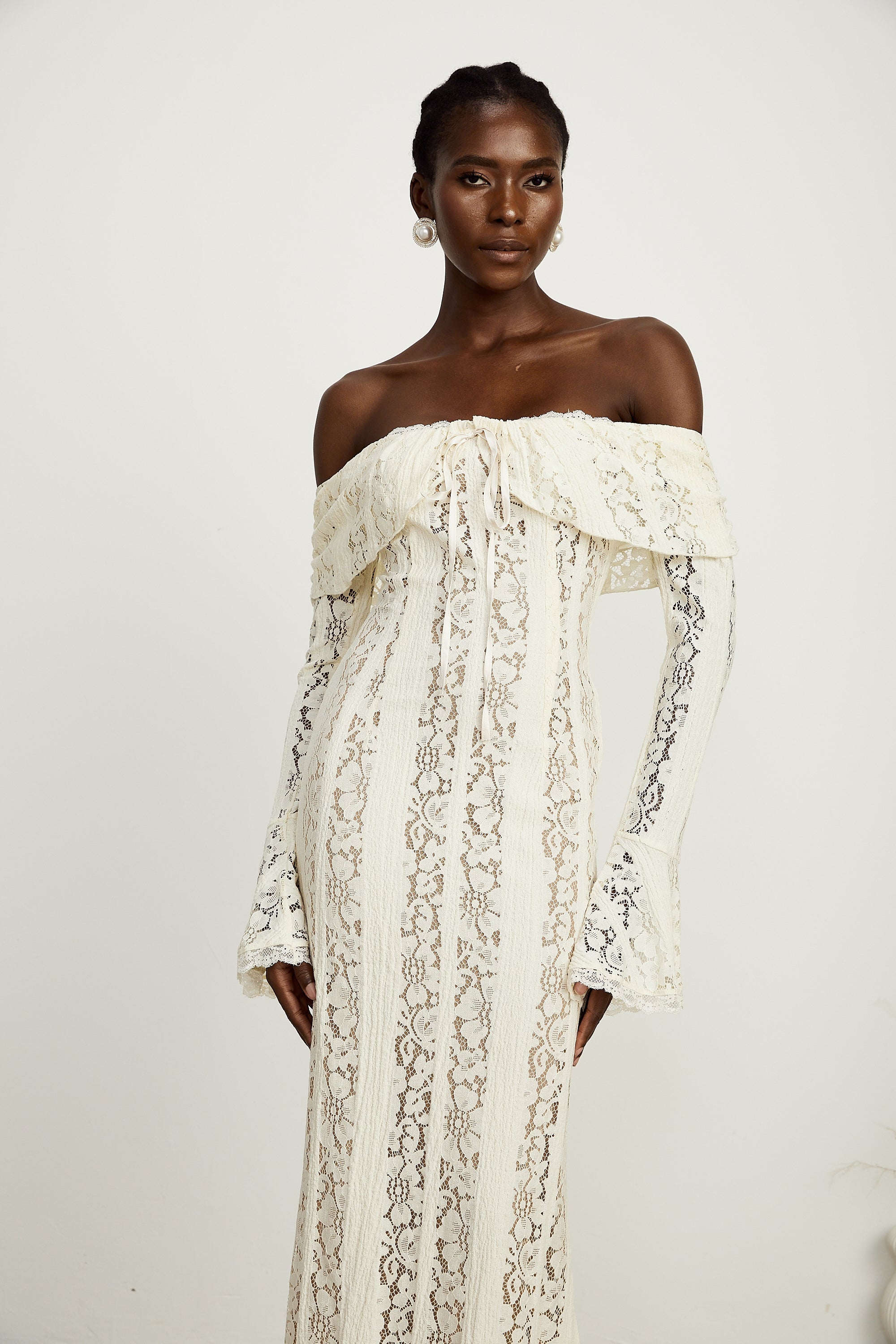 Emeline White Floral Lace Maxi Dress