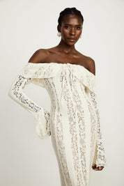 Emeline White Floral Lace Maxi Dress