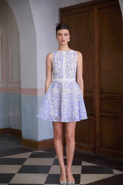 R&S Blue Embroidered Mini Dress
