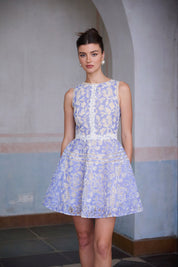 R&S Blue Embroidered Mini Dress