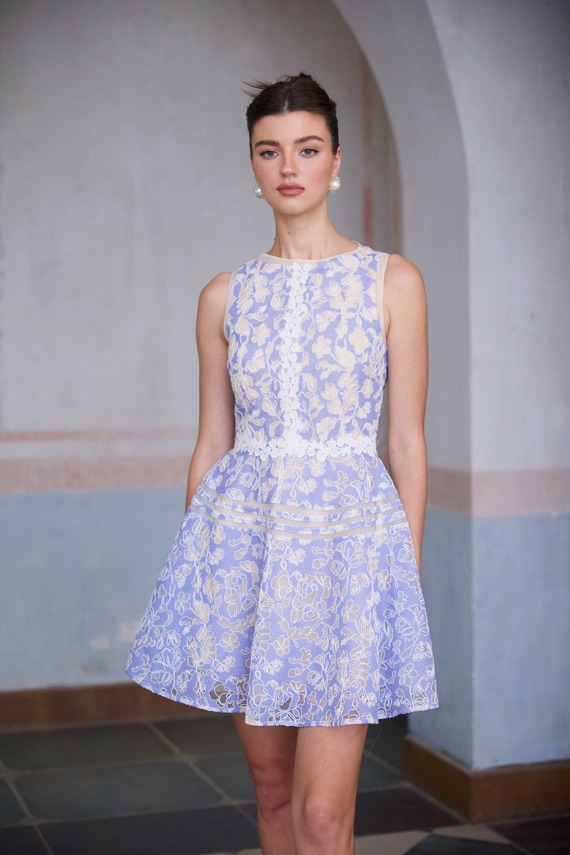 R&S Blue Embroidered Mini Dress