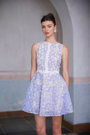 R&S Blue Embroidered Mini Dress