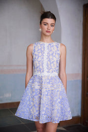 R&S Blue Embroidered Mini Dress