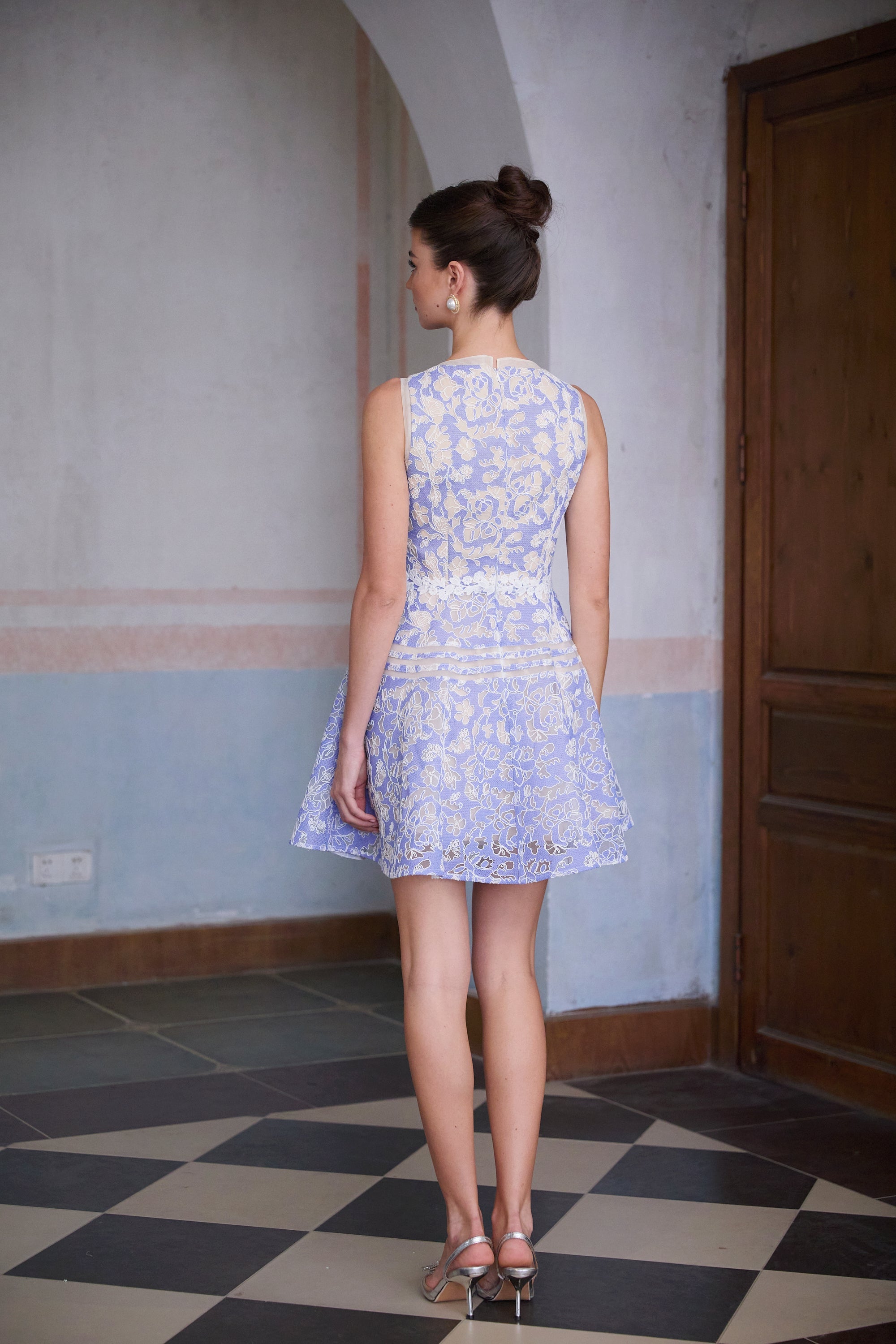 R&S Blue Embroidered Mini Dress