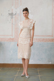 R&S Embroidered Midi Lace Dress