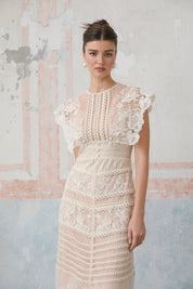 R&S Embroidered Midi Lace Dress