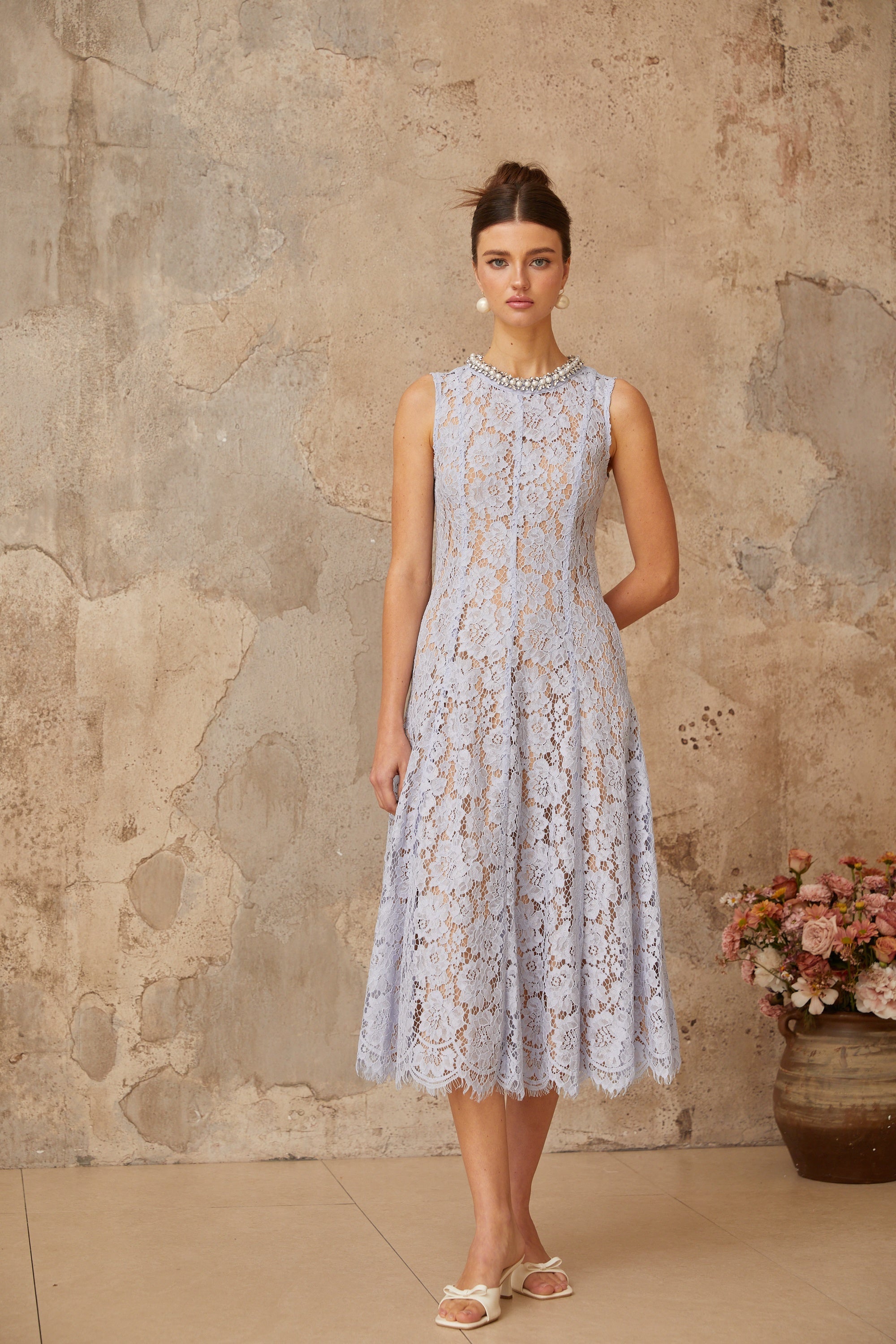 Amélie Bleu Lace Midi