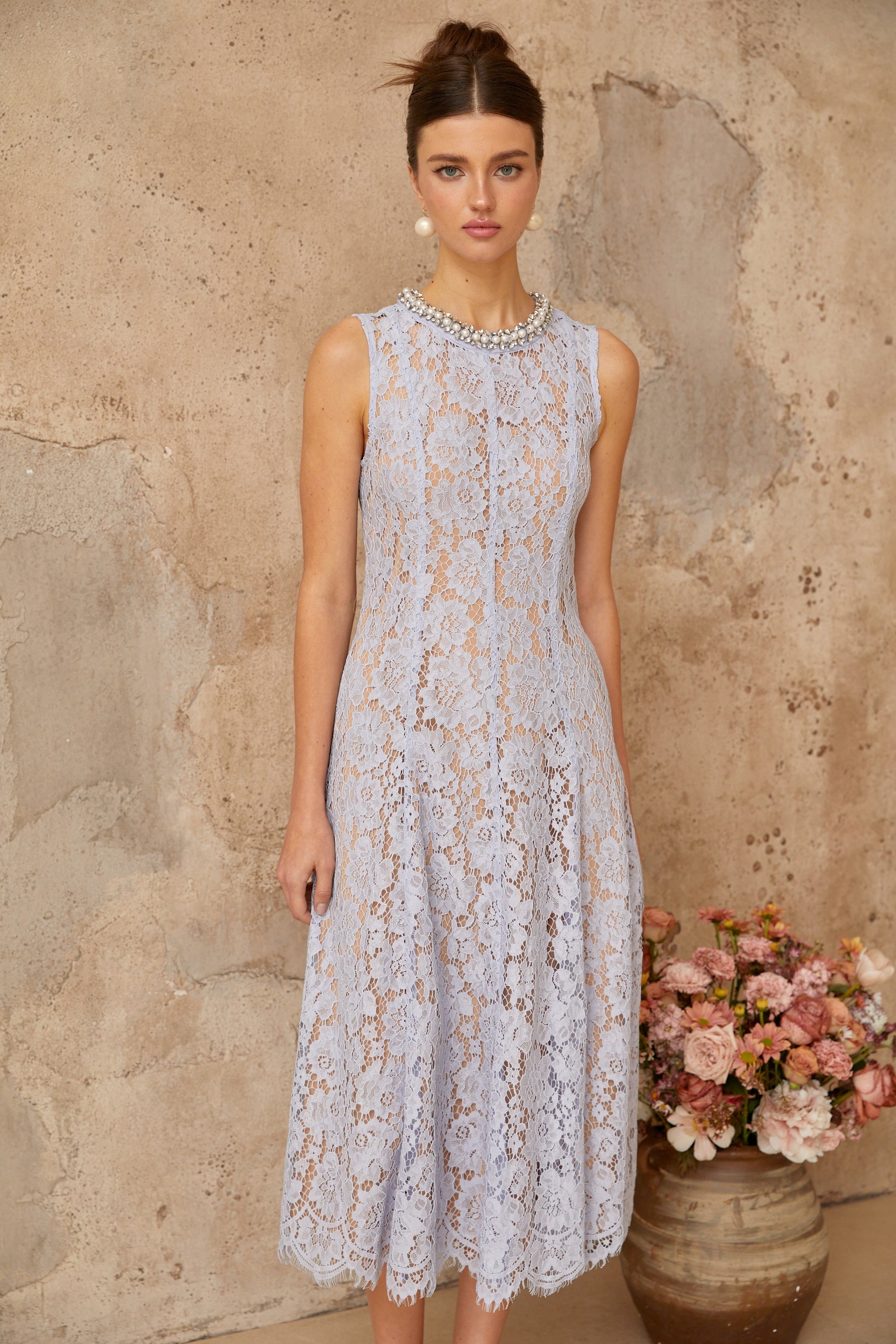Amélie Bleu Lace Midi