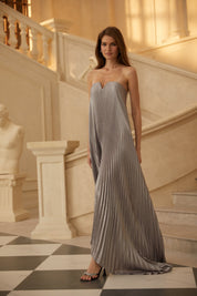 R&S Purple Strapless Pleated Maxi Dress