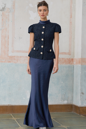 R&S Navy Textured Maxi Dress