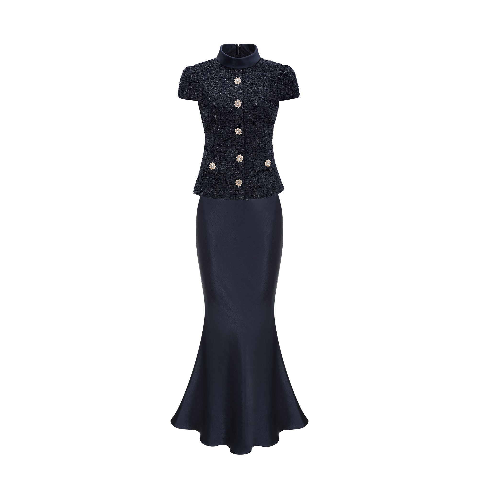 R&S Navy Textured Maxi Dress