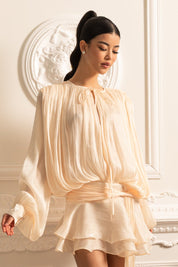Céleste Ivory Pleated Mini Dress