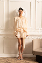 Céleste Ivory Pleated Mini Dress