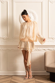 Céleste Ivory Pleated Mini Dress