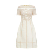 Éliane Embroidered Panel Midi Dress