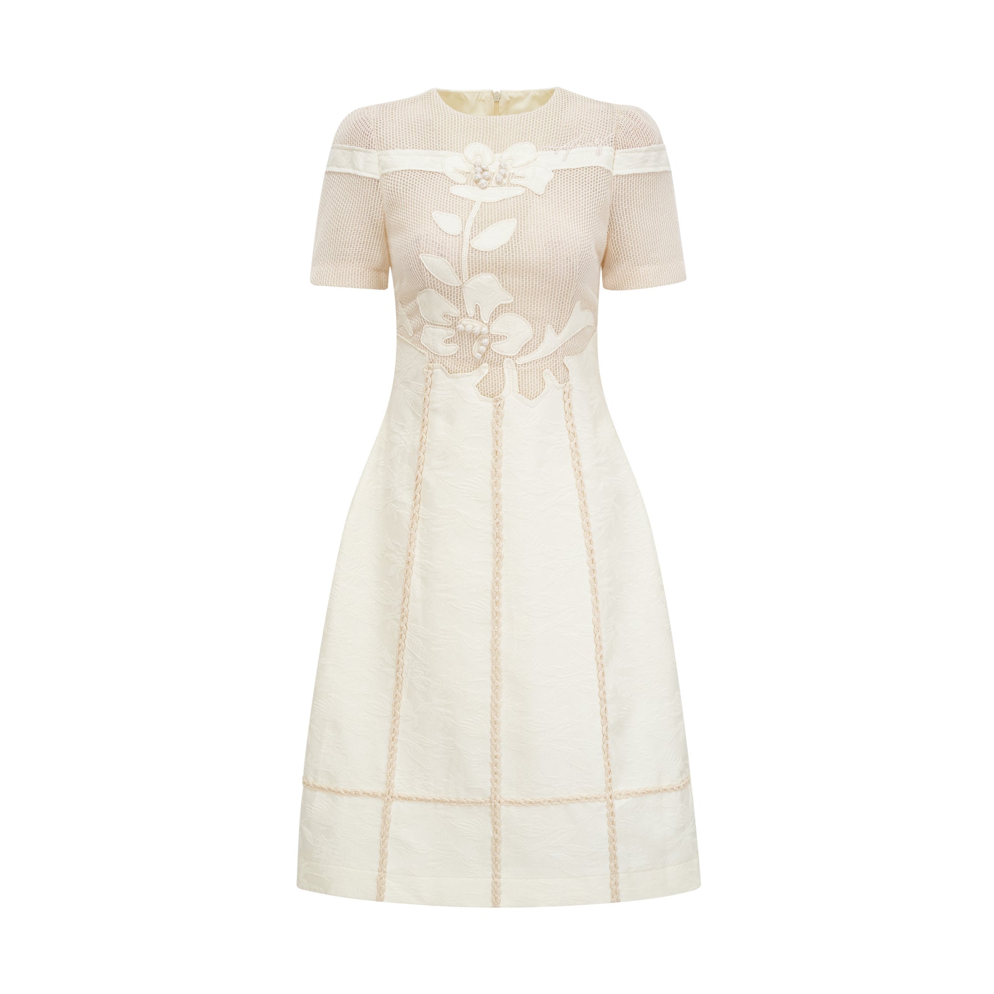 Éliane Embroidered Panel Midi Dress